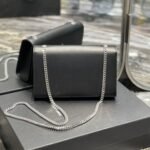 Saint Laurent Kate Medium In Grain De Poudre Mirror Effect Black 24cm - Image 8