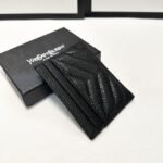 Saint Laurent Matelassé Card Case Black Logo 9cm - Image 6