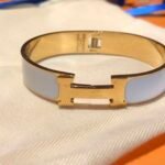 Hermes Clic Clac H Bracelet Gold In Light BlueH - Image 4