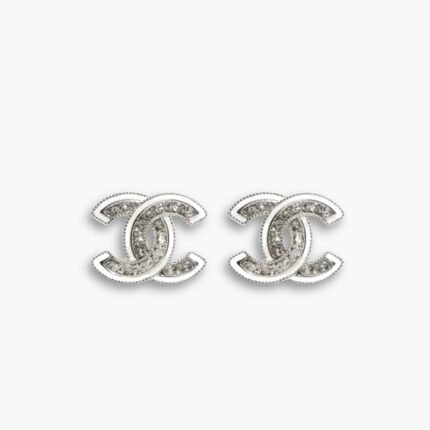 Chanel Stud Earrings Silver White And Crystal ABE867 B19263 NADDV