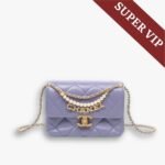 Super Vip 1:1 – Chanel Crystal Pearl Chain Mini Flap Bag Gold Hardware Purple 17Cm