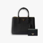 Perfect Match: Prada Saffiano Leather Double Black 25Cm X Prada Small Saffiano Leather Wallet Black 10cm